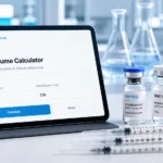 Peptide reconstitution calculator with syringe markings