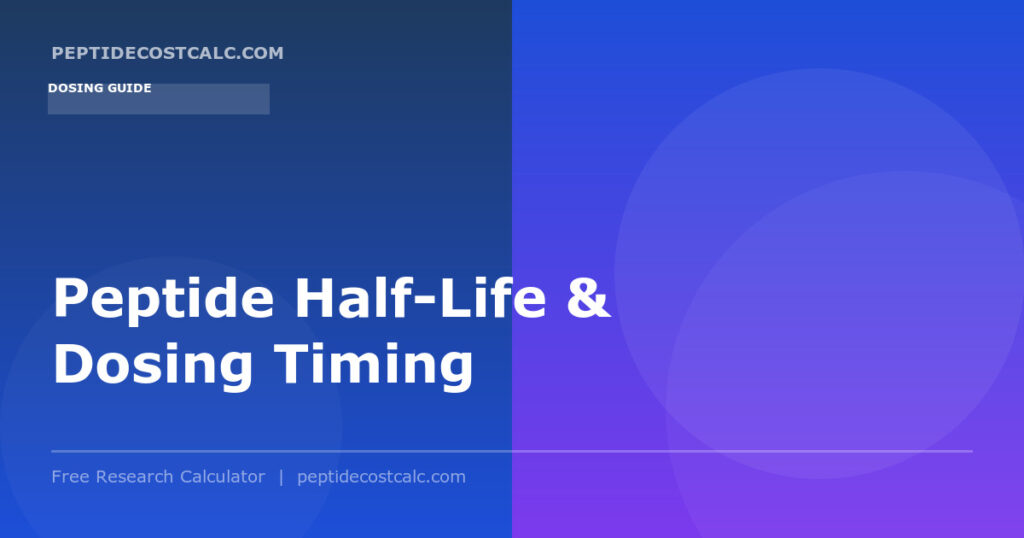 Chart illustrating peptide half-life curves and optimal dosing timing intervals for research